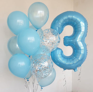 Paticool 40 Inch Blue Number Balloon 3, Large Light Blue Number Foil Mylar Balloons For Birthday Party Celebration Decorations S