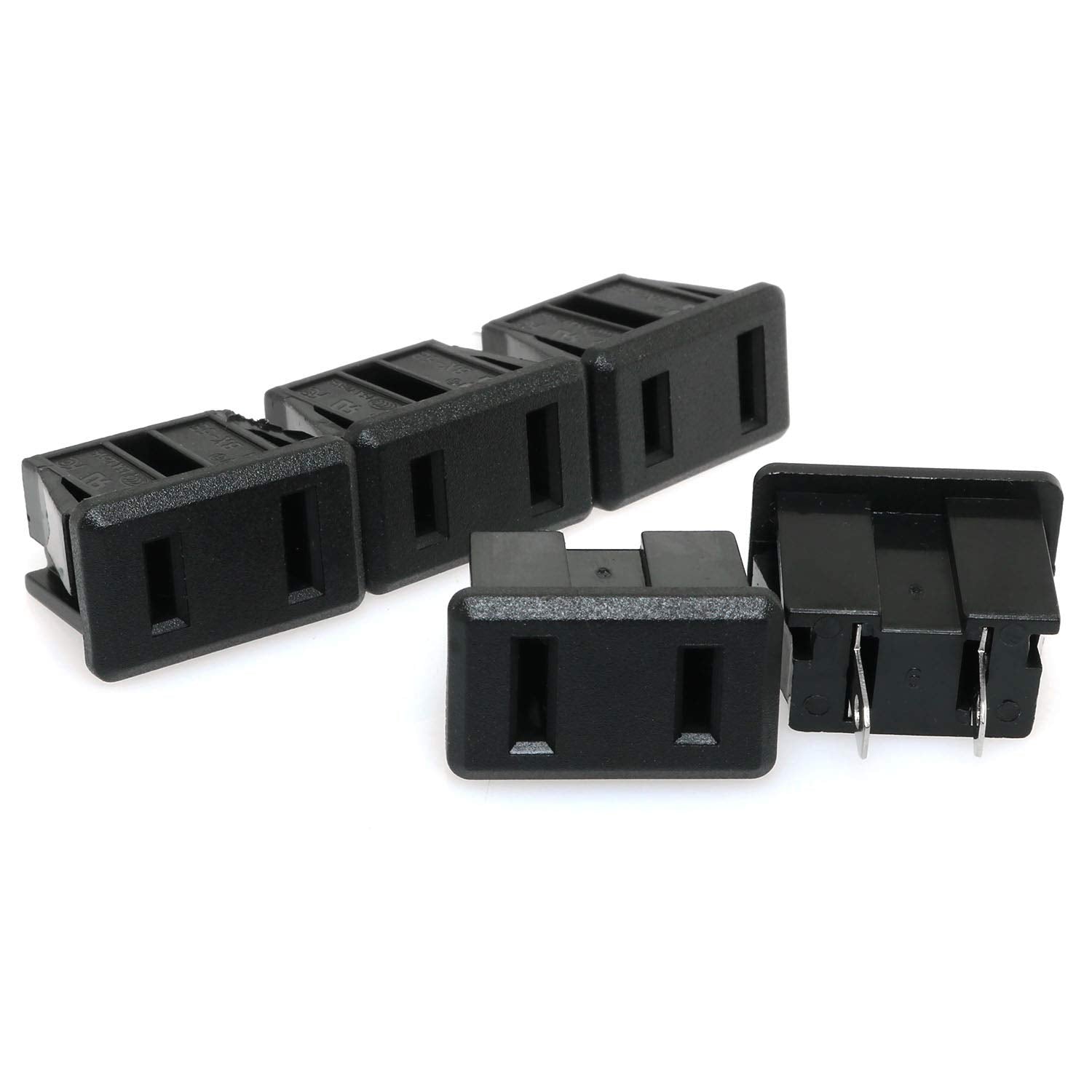 E-Outstanding Us Socket 5Pcs 2 Pins 15A/125V Ac Panel Mount Power Outl ...