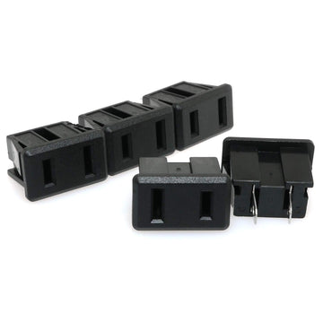 E-Outstanding Us Socket 5Pcs 2 Pins 15A/125V Ac Panel Mount Power Outlet Industrial Plug Power Receptacle Black