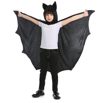 Superhero Dress Up Costumes Cosplay Bat Cape With Hat For Kids Boys Girls Halloween Superhero Theme Party Favors Color Black 6-9 Years Old