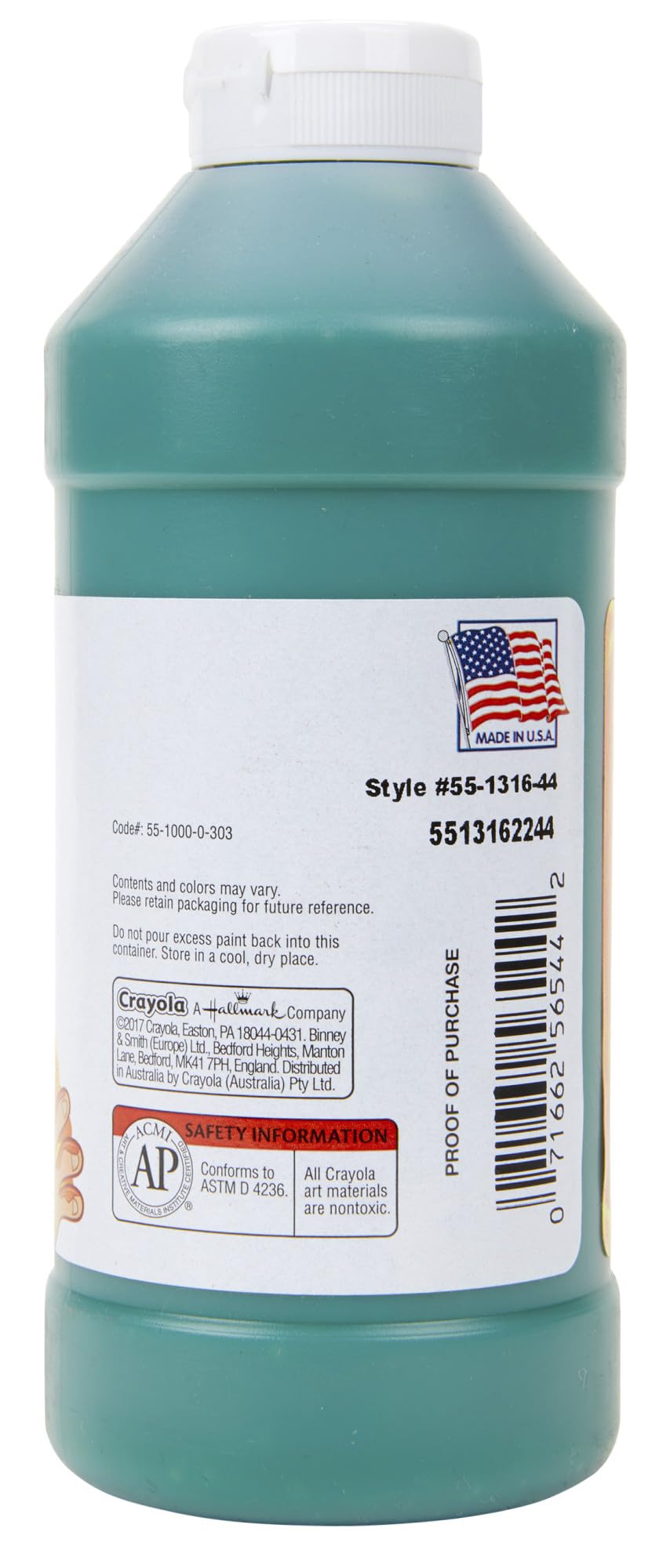 Crayola Washable Finger Paint, Green, 16 Ounce, School Painting Supplies, Gifts for Kids, 3, 4, 5, 6