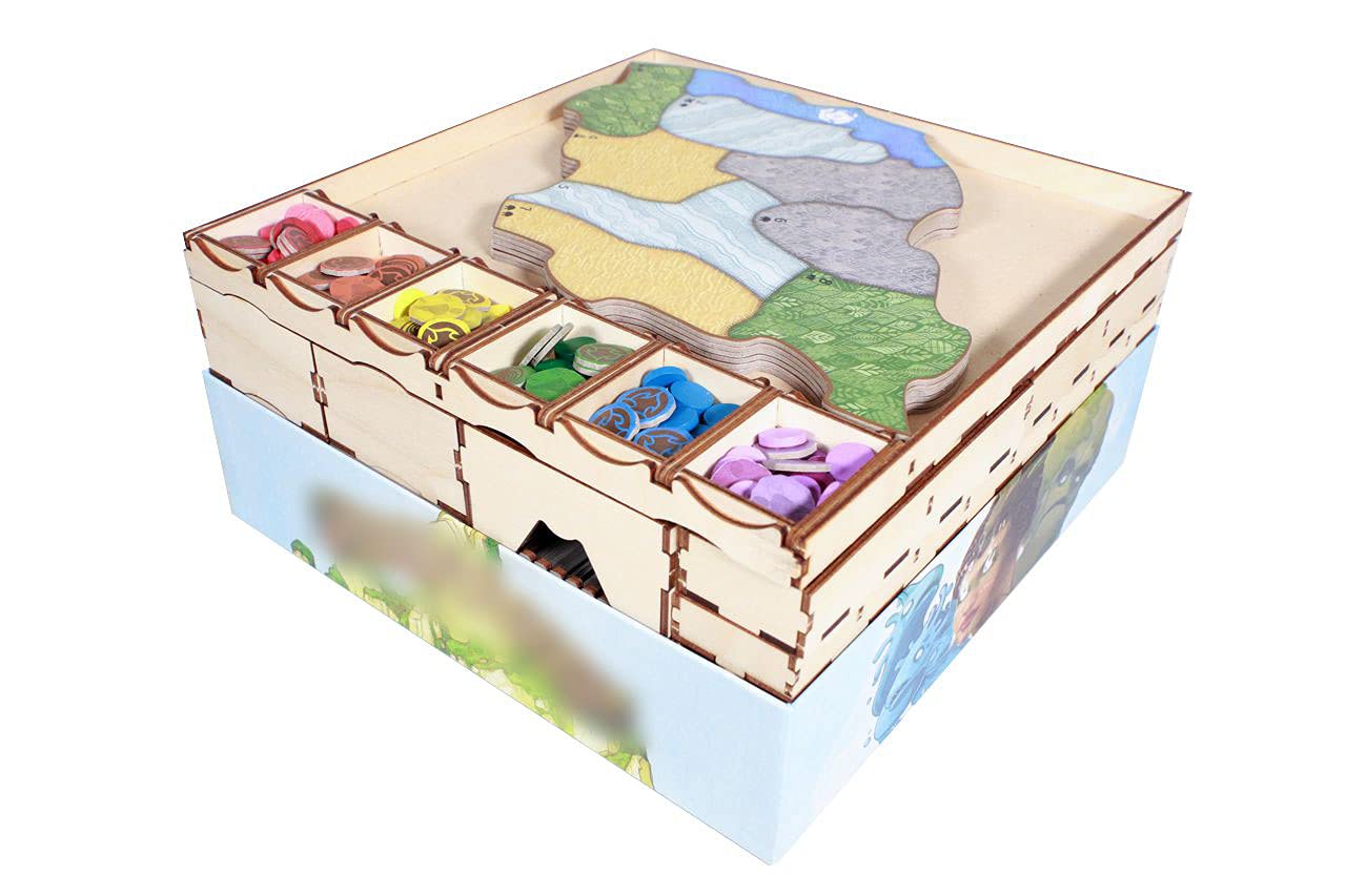 The Broken Token Game Organizer Compatible With Spirit Island - Wooden Game Organizing Box With Multiple Trays
