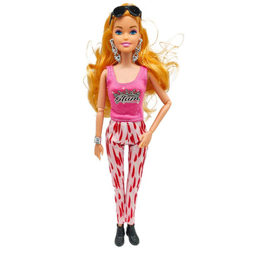 Flfuatt Stylish Fashions Girls Doll Toys, The Ultimate Fashionista Doll For Trendy Kids, 11.5 Inch Fashion Doll (Pink Vest)