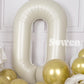 Suwen 40 Inch Cream White Large 0 Balloon Numbers Big Foil Helium Number Balloons 0-9 Jumbo Happy 0Th Mylar Birthday Party Decor