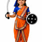 Raj Costume Traditional Indian Saree Costume for Girls with Black Blouse (Rani Laxmi Bai Orange, 28Size_67Year)