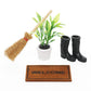 Odoria 1/12 Miniature Rubber Boots Plants Welcome Mats Doormat Broom Dollhouse Decoration Accessories