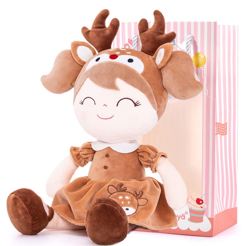 Gloveleya Plush Baby Doll Baby Girl Gift Spring Girl Elk Dolls Kids Plush Deer Toy Brown 16'