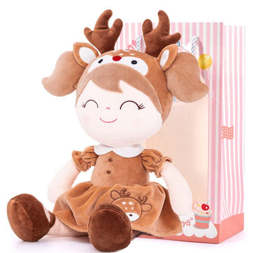 Gloveleya Plush Baby Doll Baby Girl Gift Spring Girl Elk Dolls Kids Plush Deer Toy Brown 16'