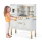 INFANS Kid Kitchen Playset, Toddler Wooden Pretend Cooking Set with Realistic Light & Sound, Stove, Sink, Microwave, Storage Cab