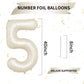40 Inch Cream Number 5 Balloon, Beige Large 5Th Birthday Balloons, Digital 5 Cream White Giant 5 Foil Balloon Helium For Boys Gi