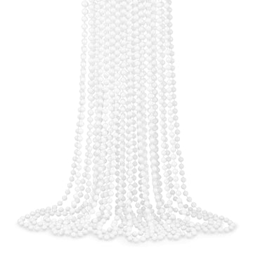 YAXINRUI 33 Inch 7 mm White Bead Necklaces, 15pcs Mardi Gras Beads Bulk Round Beaded Necklaces Costume Necklace for Mardi Gras P