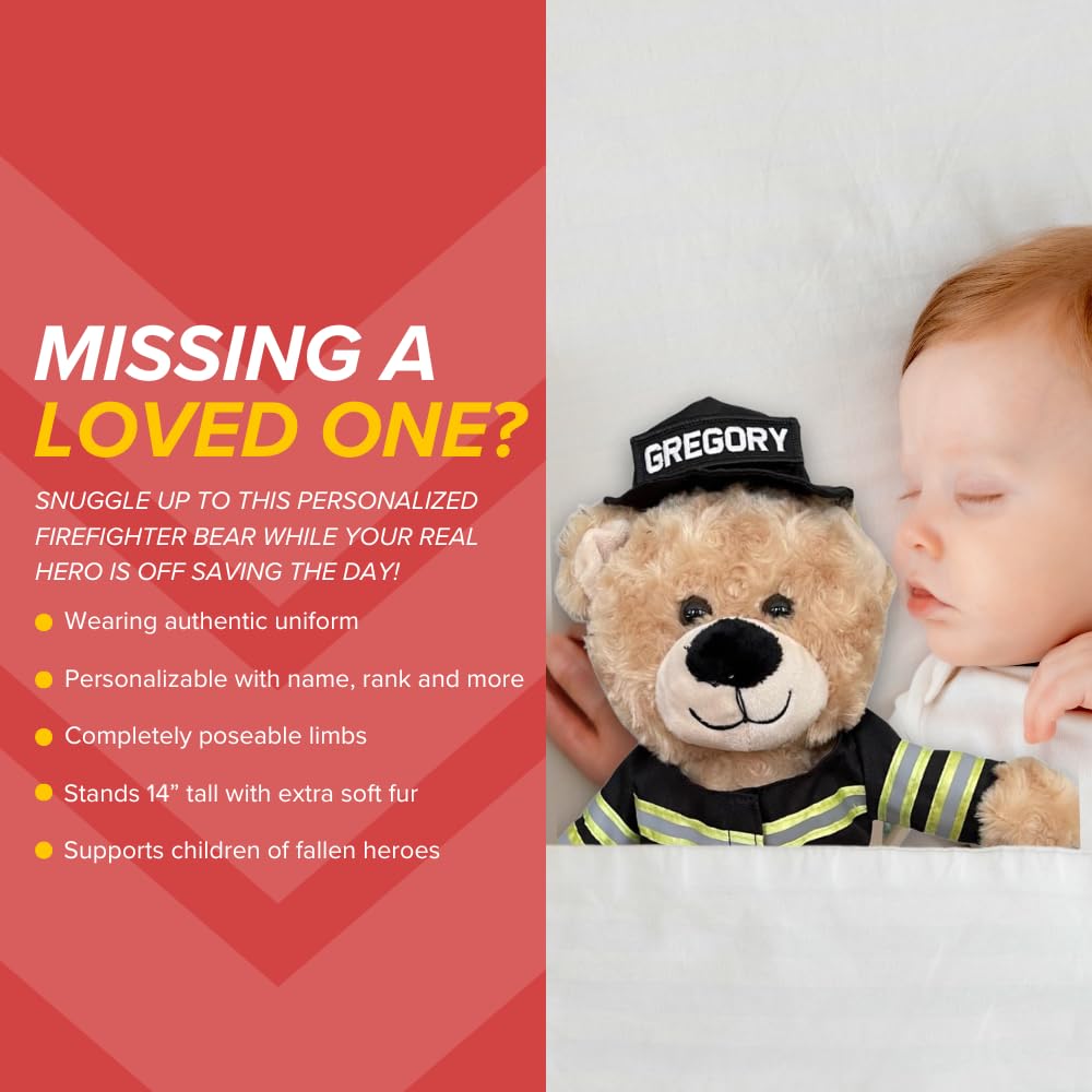 ZZZ Bears Personalized Firefighter Teddy Bear, Thoughtful Gift for Firefighters, Spouses & Kids