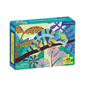 Mudpuppy Panther Chameleon Mini Puzzle, 48 Pieces, 8” X 5.75” – Perfect Family Puzzle For Ages 4+ – Features A Colorful Illustration Of A Panther Chameleon, Informational Insert Included, Multicolor