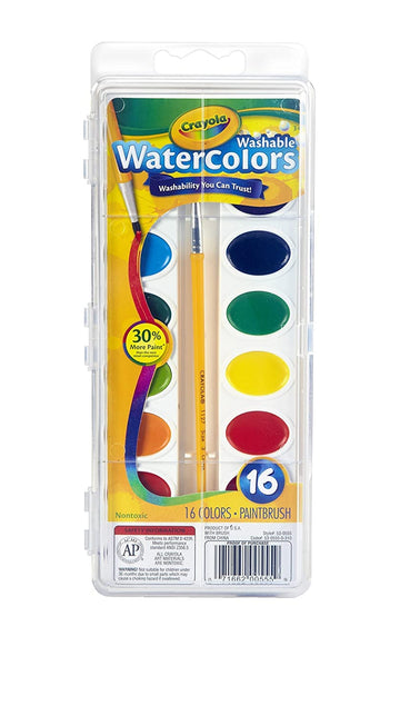 Crayola Bulk Buy Washable Watercolors 16 Colors/Pkg 53-0555 (3-Pack)