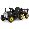 HONEY JOY Ride On Tractor with Trailer, 12V Electric Vehicle for Kids, 3-Gear-Shift Ground Loader, LED Lights, Horn, Music, Batt
