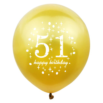 SHUNTAI 51st Birthday Decorations - Gold & Black Balloons, 12 inch, Latex, 15 Pieces, Confetti, Happy Birthday Party Supplies