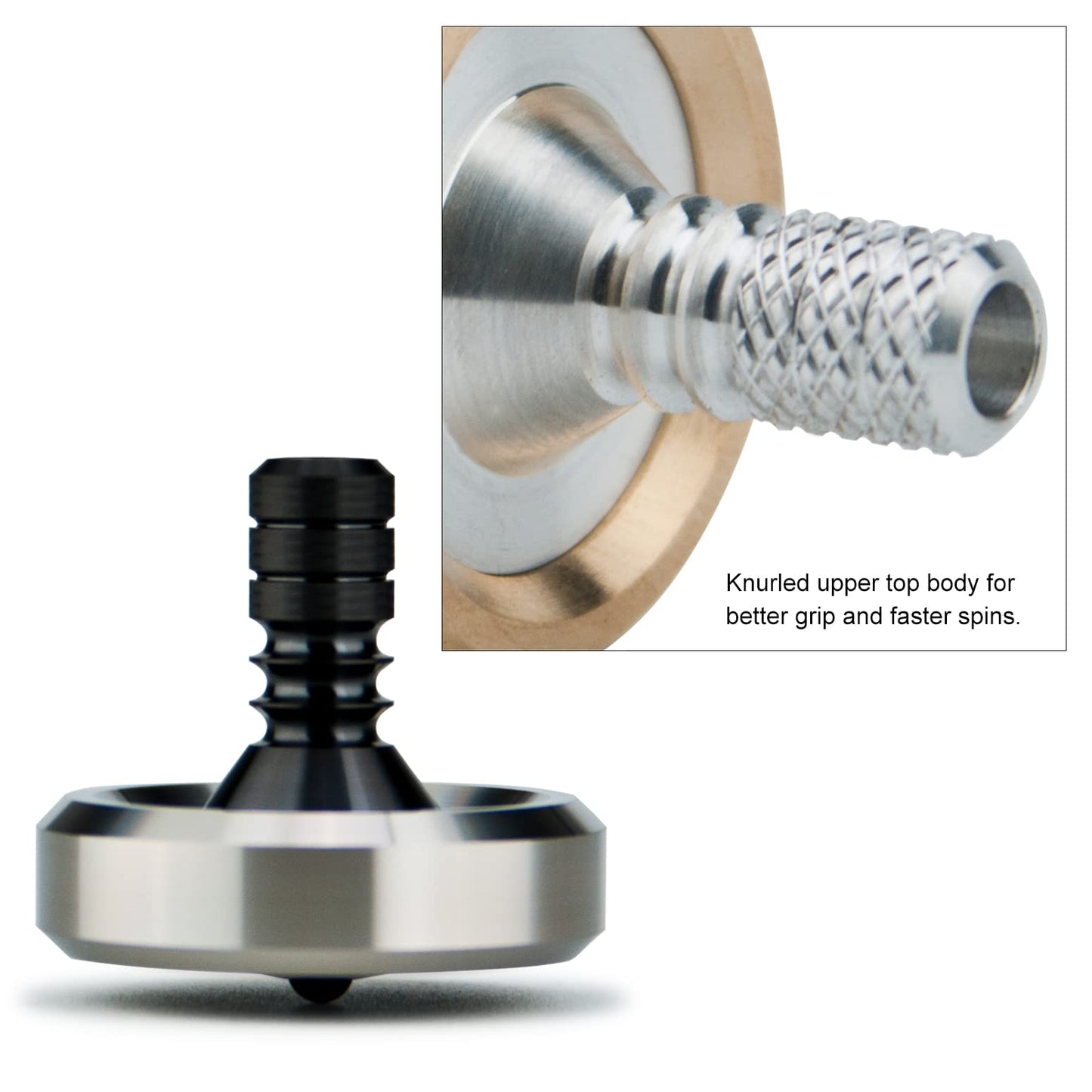 DjuiinoStar enhanced Spinning Top  Stainless Steel Collar with Zirconium Stem  8-10 Minutes  High Precision EDC Desktop Toy DST-813R