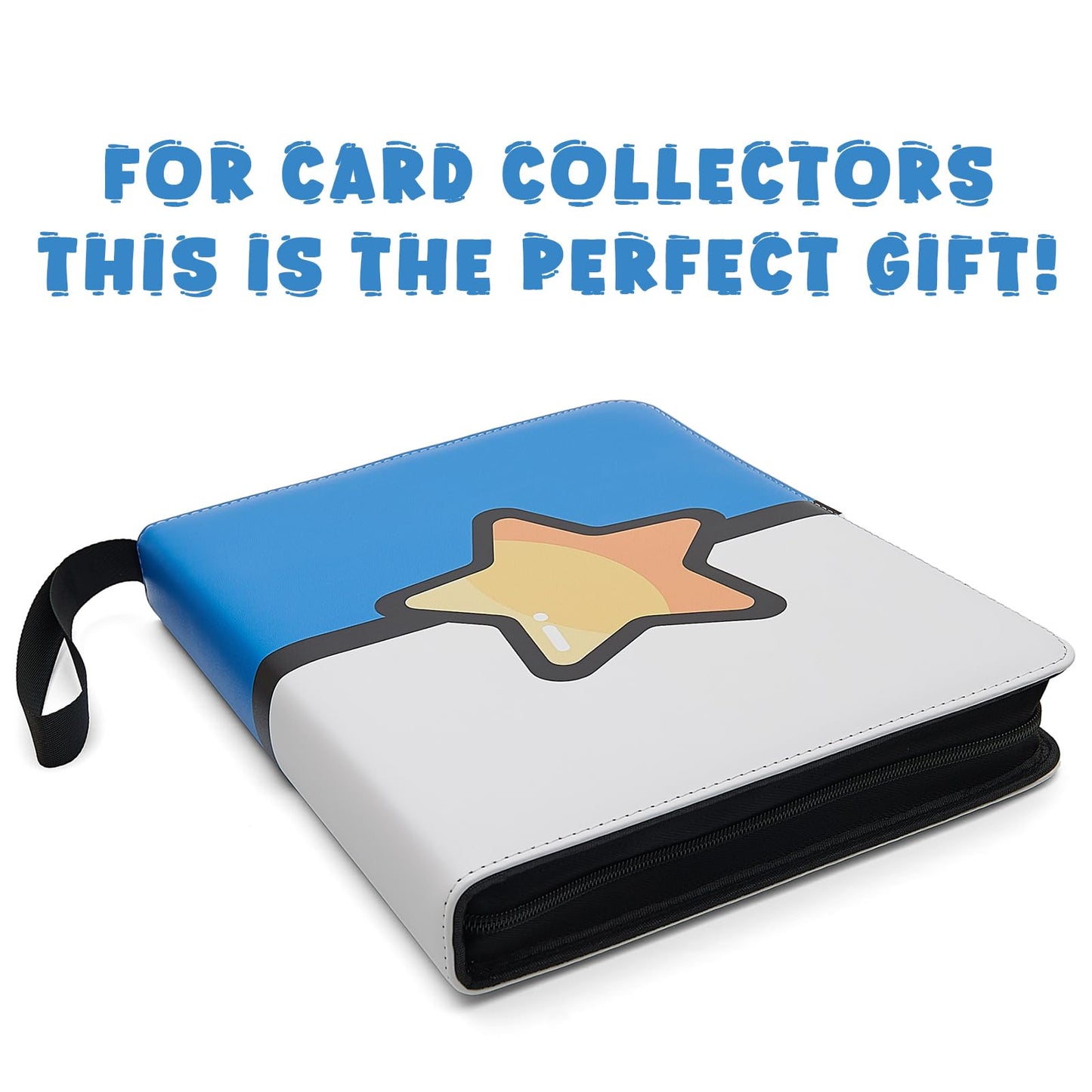 Trading Card Binder 9 Pocket Pages Top Loading 900 Card Storage 3 Ring Design With Zipper Boy's Gift (Blue  900 cards)