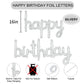 Toniful Silver Happy Birthday Balloons Banner, 16 Inch Mylar Foil Script/Cursive Letters Birthday Sign Banner Balloon Reusable M