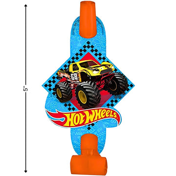 Amscan 331551 Hot Wheels Wild Racer Blowouts, 8 Pcs, Party Favor,Multi Color,5'