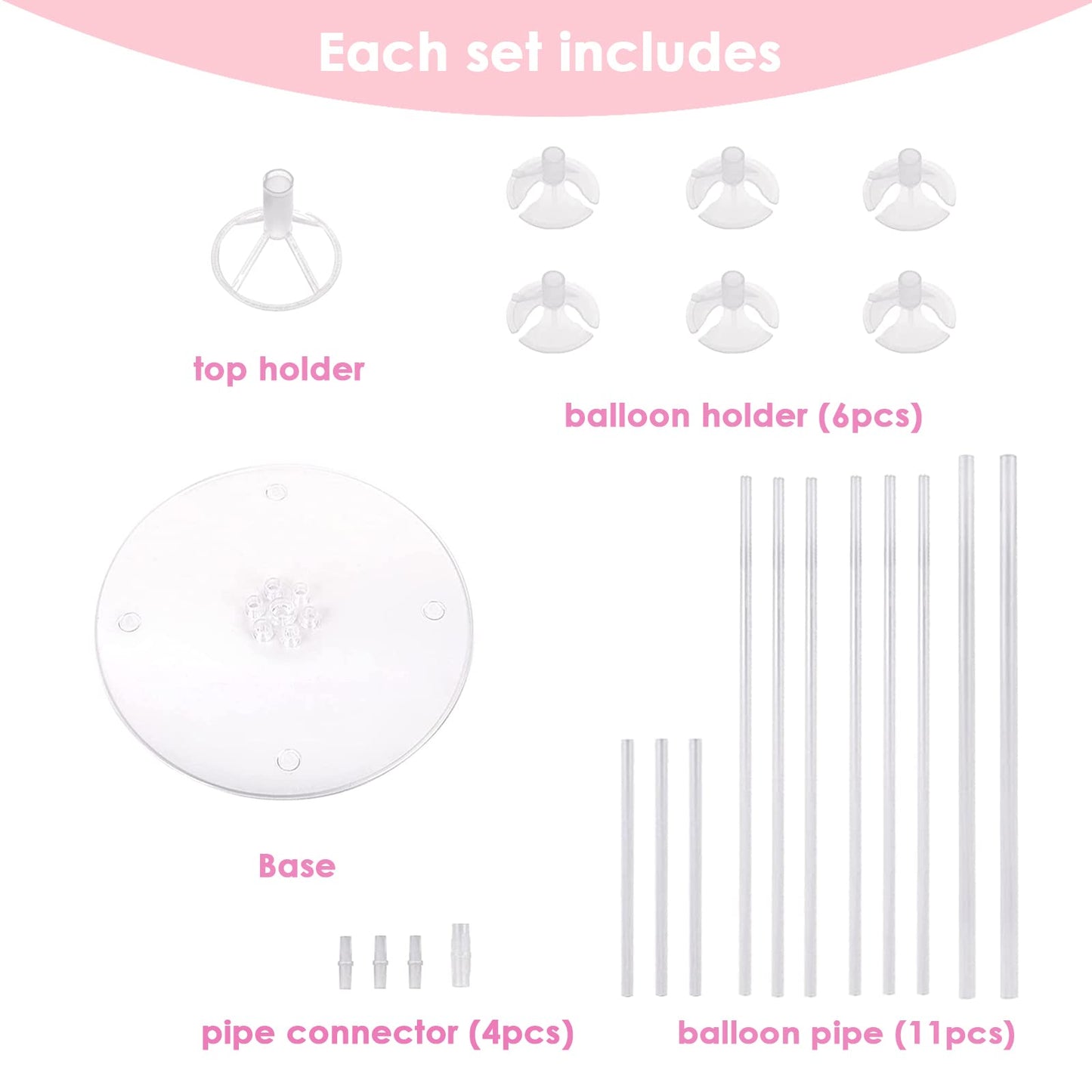Royuye 7 Sets Balloon Stands For Table Balloon Stand Kits Clear Table Balloon Centerpiece Stand Balloon Holder Decorations For B