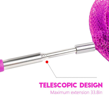 Tsyan Telescopic Butterfly Net, Perfect For Catching Bugs Insect Small Fish,Outdoor Tools Colorful Extendable Up To 34'' For Kid