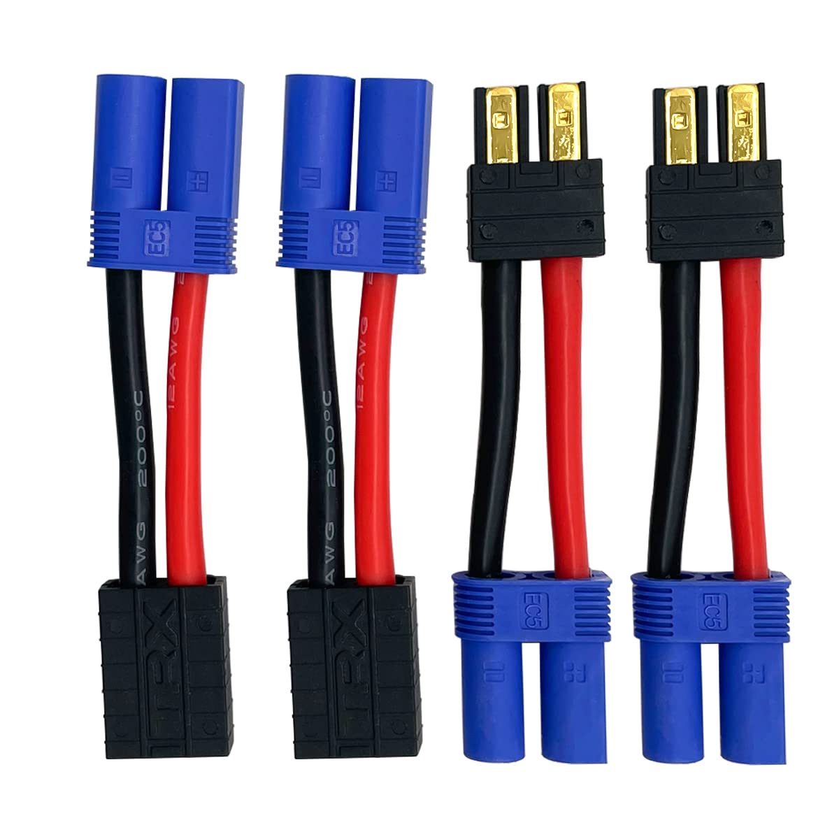 2 Pairs RC LiPo Battery Connector Adapter Compatible with Lipo Battery Plug to EC5 Male Female on ESC Charge