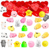 Umeelr 28 Packs Valentine Squishies Mochi In Hearts With Cards, Cute Mochi Squeezes Valentines Day Gifts Squishies Toys For Kids Classroom Exchange Prize Supplies