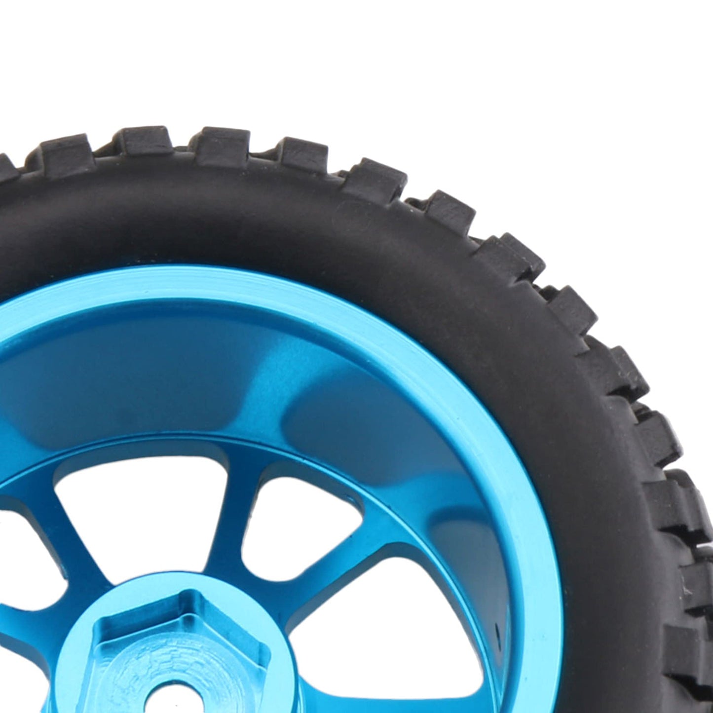 Mxfans Black 75mm Dia Beard Pattern Rubber Tyre & Blue Aluminum Alloy 10-Spoke Wheel Rims with 12mm Hex for RC 1:10 On Road Car