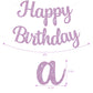 Beishida Light Purple Happy Birthday Banner - No Diy,10Feet,Pre-Strung-Glitter Happy Birthday Sign, Happy Birthday Garland,Happy