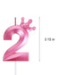 3.15 inch Pink 2 Birthday Candles,3D Crown Number 2 Cake Topper for Birthday Decorations