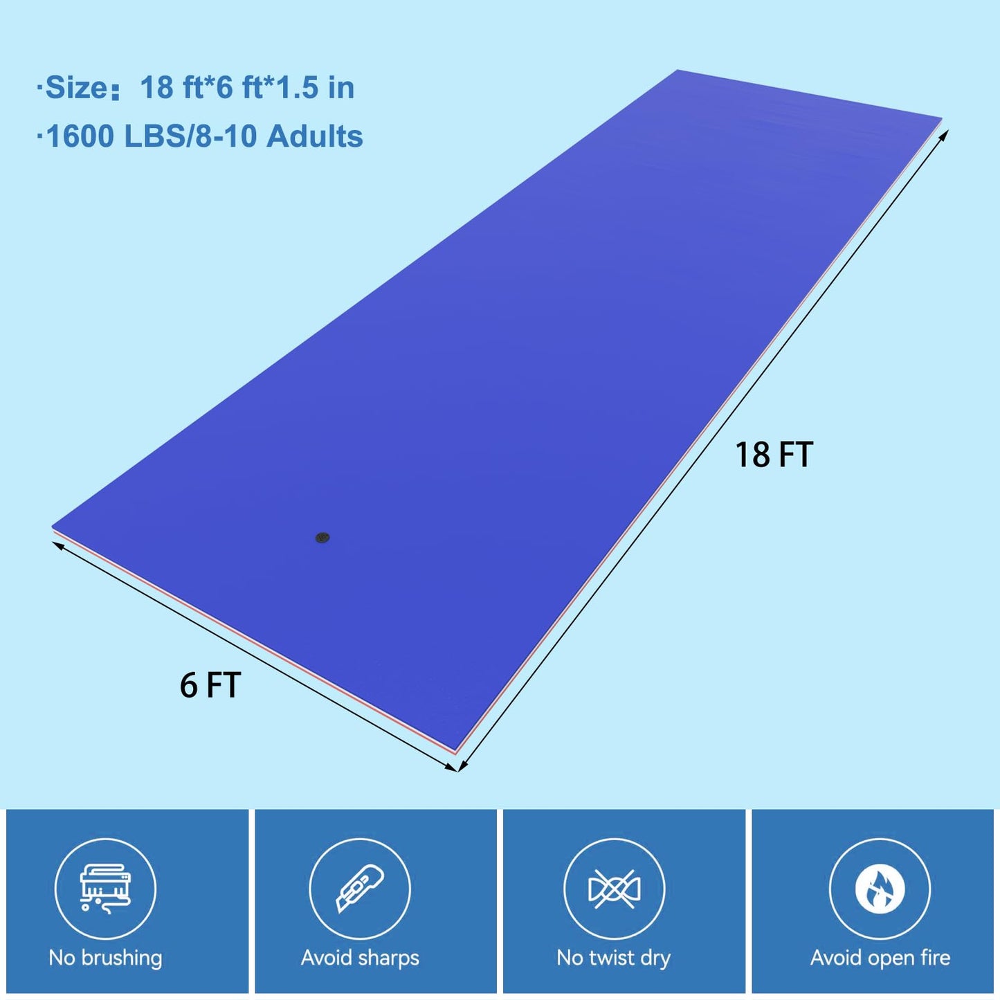 Kieperi 18 Ft 3-Layer Xpe Lily Pad Floating Mat, Double-Sided Use Floating Water Mat, Floating Mat For Lake, Pool, River, Sea(Re