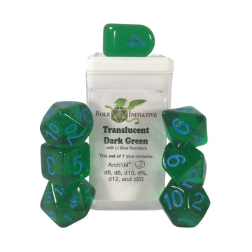 R4I Dice W/Arch'D4: Translucent - Dark Green W/Light Blue (7)