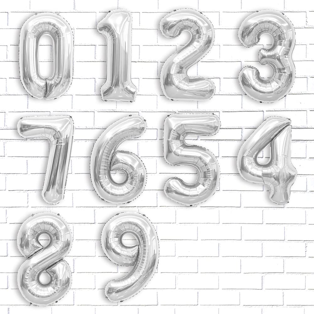 Number Balloon 40 Inch, Number Balloons Silver, Number 8 Balloon, Birthday Large Foil Silver Balloons, Birthday Party Graduation