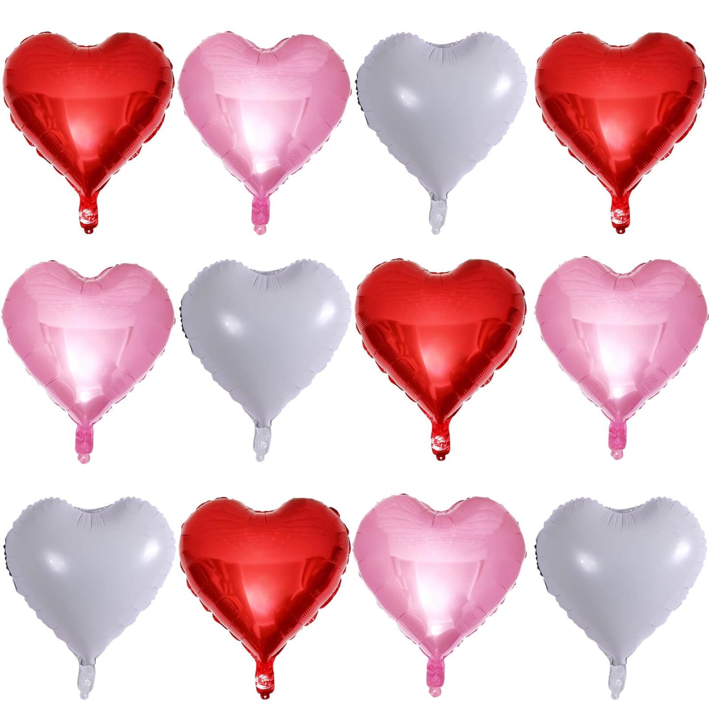 Red Heart Shaped Balloons Pack Of 12,18 Inch White Love Valentine Balloons Pink Heart Romantic Balloons For Valentines Day Propo