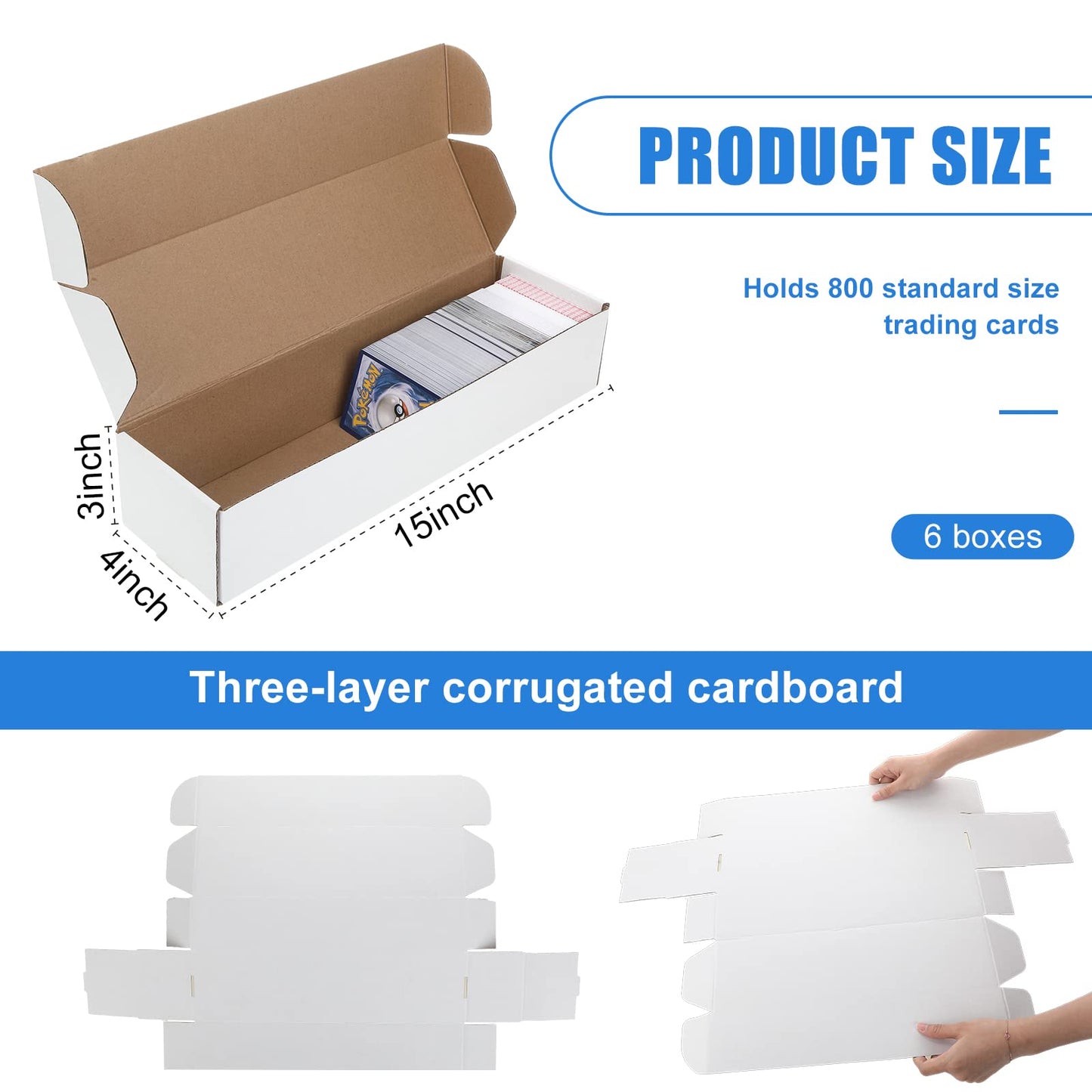 Yexiya 3 Pcs 800-Count Storage Box Card Holders For Trading Cards Sports Card Collector Box Trading Card Organizer For Trading G