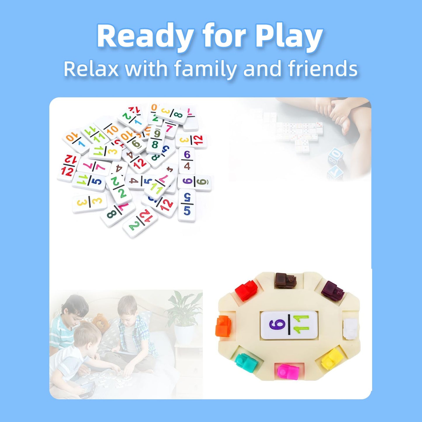 Mexican Train Dominoes Set Numbers Double 12, Travel Mexican Train Game With 91 Colored Tiles And Protable Case, Number Domino S