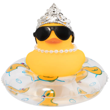 wonuu Car Duck Rubber Duck Car Ornaments Duck Car Dashboard Decorations with Cute Headband Swim Ring Necklace Sunglasses  C-Female Crown&Chain