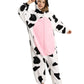 LONULAIN Unisex Kids Animal Oneise Pajamas, Boys Girls Flannel Hooded Halloween Cosplay Costume/Homewear/Sleepwear (Cow,13-14 Ye