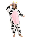 LONULAIN Unisex Kids Animal Oneise Pajamas, Boys Girls Flannel Hooded Halloween Cosplay Costume/Homewear/Sleepwear (Cow,13-14 Ye