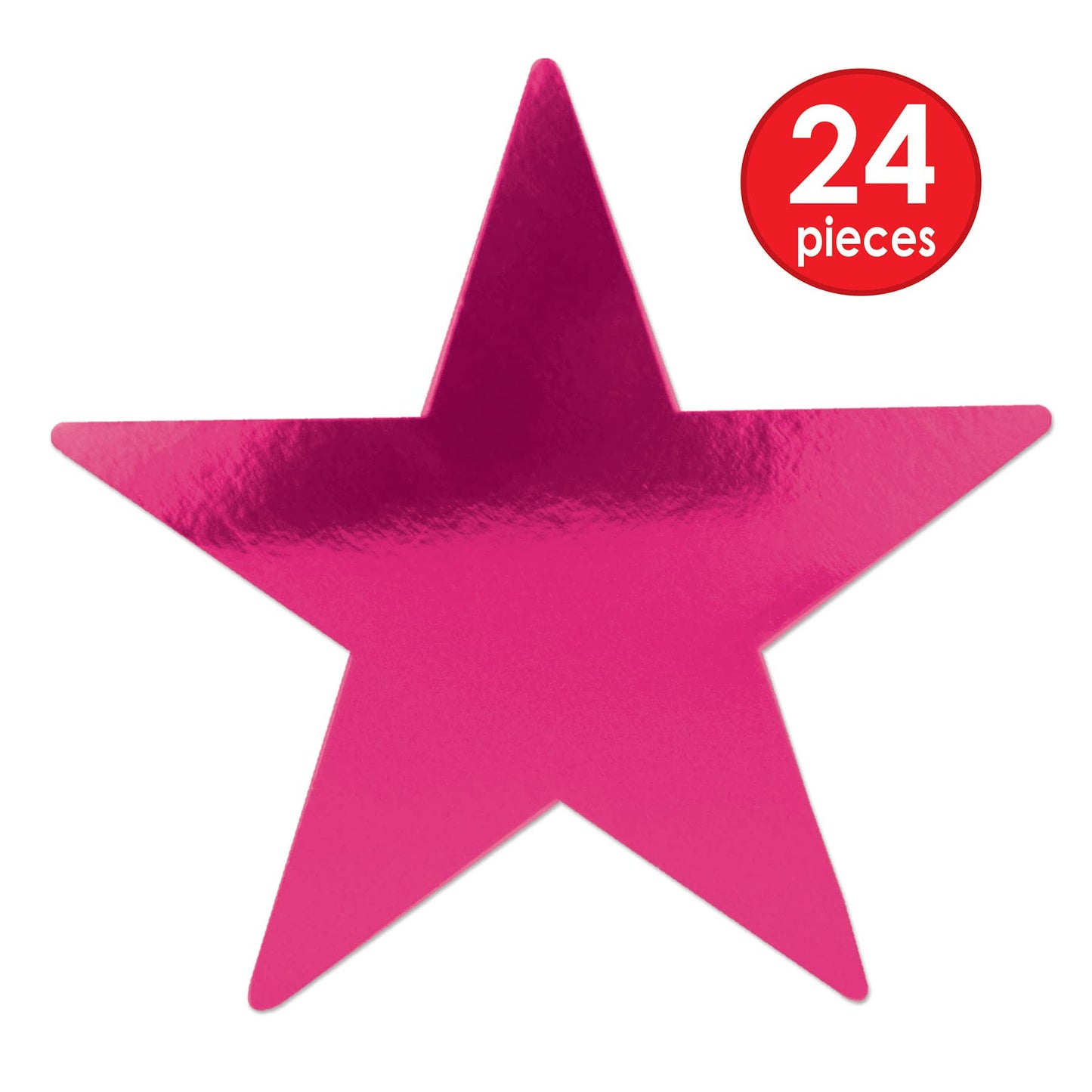 Beistle 24-Pack Cerise Foil Star Cutouts, 12” Paper Party Decorations for Events & Celebrations, Model 55839-C