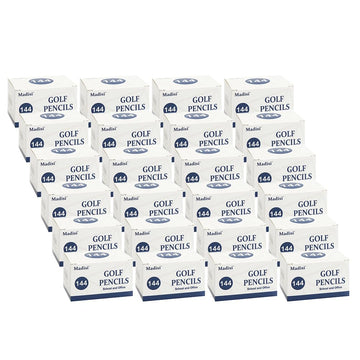 Madisi Golf Pencils, #2 HB, 3.5  Mini Pencils, Pre-Sharpened, case of 24 Boxes, 3456 Count