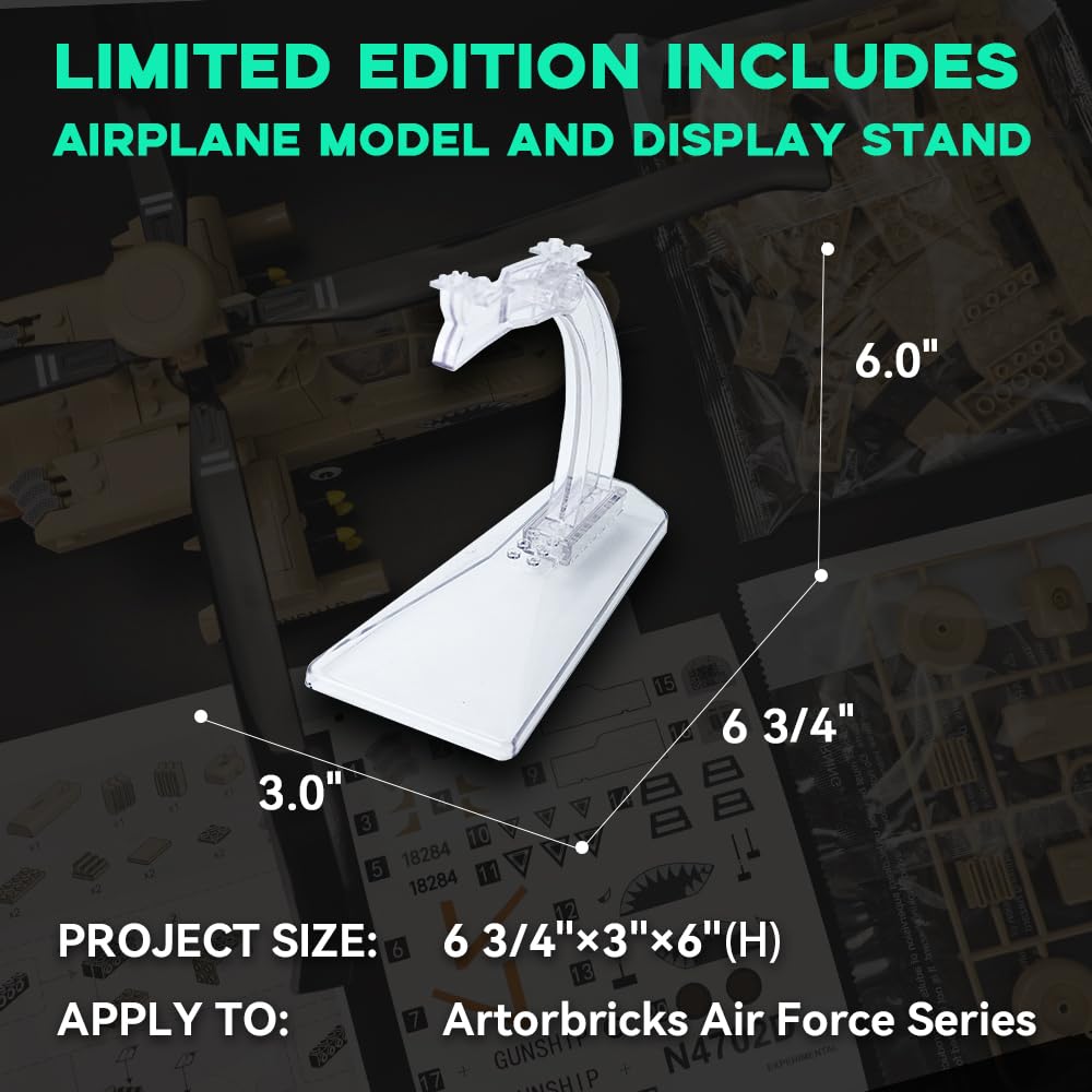 ArtorBricks AH-64 Apache Air Military Building Set with Display Stand - 183-Piece Model Kit for mature-themeds  Collectors & Enthusiasts  enhanced Gift Box Packaging for Holiday & Birthday Present