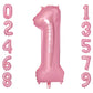 Vonokee 40 Inch Pink Giant Number Balloons 1, Jumbo Digital Foil Mylar Balloon For Birthday Party Wedding Anniversary Celebratio
