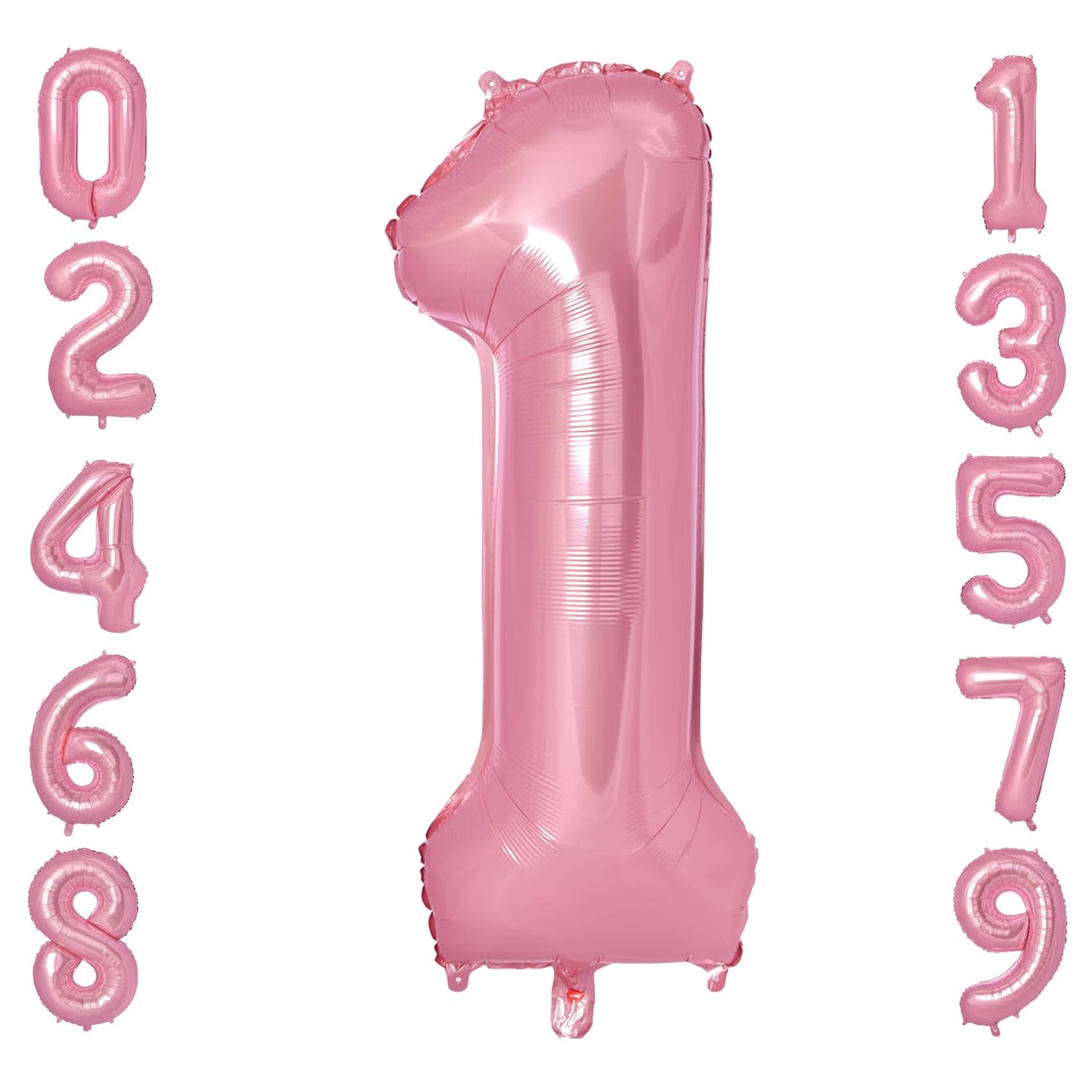 Vonokee 40 Inch Pink Giant Number Balloons 1, Jumbo Digital Foil Mylar Balloon For Birthday Party Wedding Anniversary Celebratio