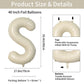 Biapian 40 Inch Letter S Balloons, Giant Cream S Foil Balloon, Big Single Alphabet A-Z Balloons, Beige Large Aluminum S Balloons