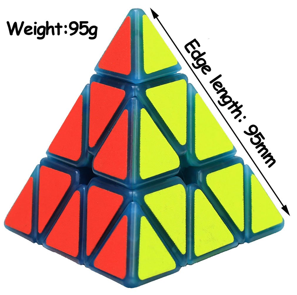 Tanch Fluorescent Pyramid Speed Cube Glow In The Dark Triangle Cubes Puzzle Luminous Magic Cubes Blue
