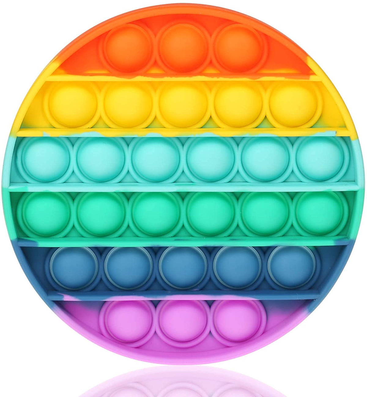AIMERS Pop Fidget Toy Squeeze Sensory Toys Poppet Fidget Toy for Toddler Kids Toys Fidget Toys Pop Game (Rainbow Circle)