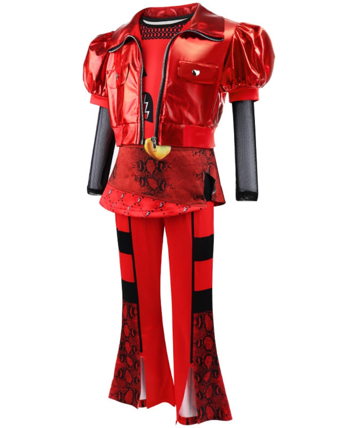 Girls Kids Rise Of Red Costume Halloween Cosplay Includes Jacket Skirt Pants Wig 4-Piece Set 5-14Y