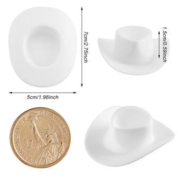 40 Pieces Mini Cowboy Cowgirl Hat Plastic Mini Western Miniature Cute Doll Hat Party Small Toy Doll Party Accessories For Crafts Pretend Play Dollhouse Decorations(Black)(White)